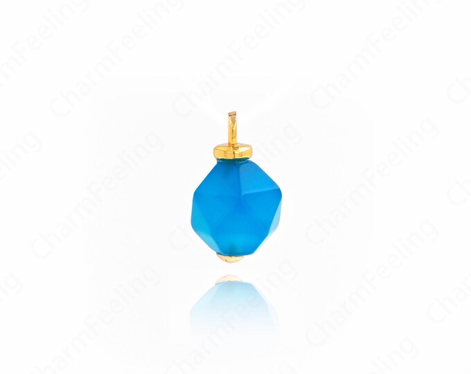 Natural Stone Pendant,Diamond Shape Charm,18K Gold Filled Gem Pendant,DIY Jewelry Supplies, 16x10x10mm