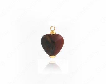 Natural Stone Pendant,Heart Shape Charm,18K Gold Filled Heart Pendant,DIY Jewelry Supplies, 15x10.5x5.2mm