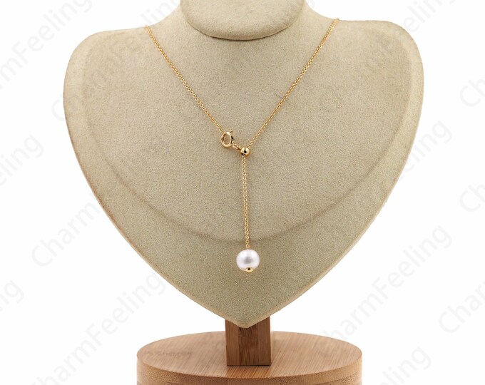 Dainty Everyday Necklace, Freshwater Pearl Necklace, Dainty Pearl Necklace, 18K Gold Filled Spacer Bead Necklace, Gift For Her, 40cm