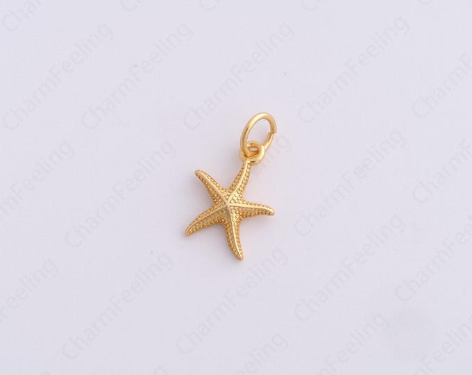 Starfish Pendant, Ocean Charm, Nautical Charm, 18K Gold Filled Starfish Necklace, Starfish Charm, DIY Jewelry Supplies, 15.5x9x1.8mm