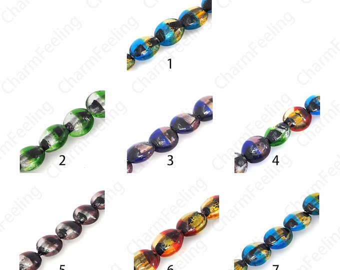 Disc Spacer Beads,Murano Glass Beads,Stained Glass Beads,Gold Leaf Beads,Flat Spacer Beads,Round Spacer Beads,DIY Jewelry Supplies,7.5x16x15