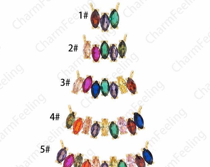 Bar Oval Pendant, 18K Gold Filled Bar Necklace,Curved Jewelry,Micropavé CZ Rainbow Pendant, Curved Charm, DIY Jewelry Accessories