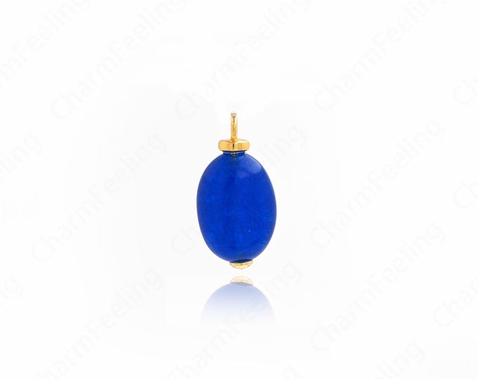 Natural Stone Pendant,Oval  Charm, Oval Necklace, 18K Gold Filled Disc Jewelry,DIY Jewelry Supplies, 20x10x5.7mm