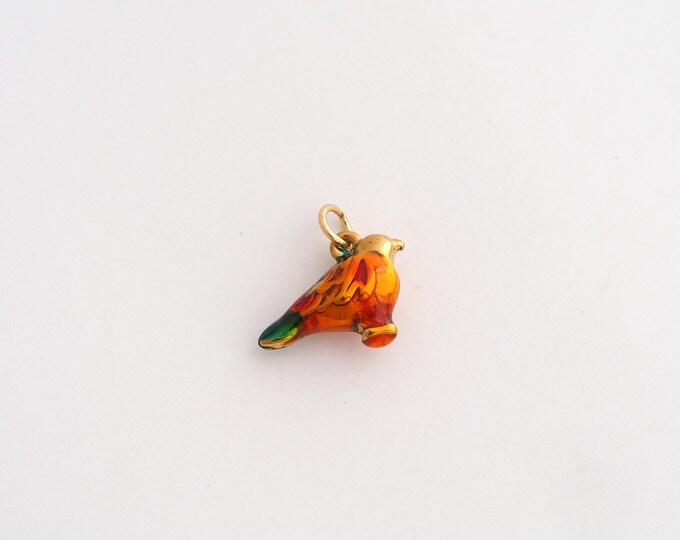 Enamel Bird Charms,Dainty Animal Charm, 18K Gold Filled Flying Pendant,DIY Jewelry Accessories 12.5x14x4.8mm