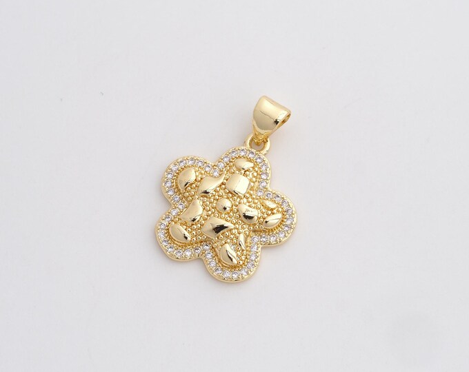 CZ Flower Pendant,Flower Pendant,18K Gold Filled Flower Charm,DIY Jewelry Accessories,24.5x18.2x3.5mm