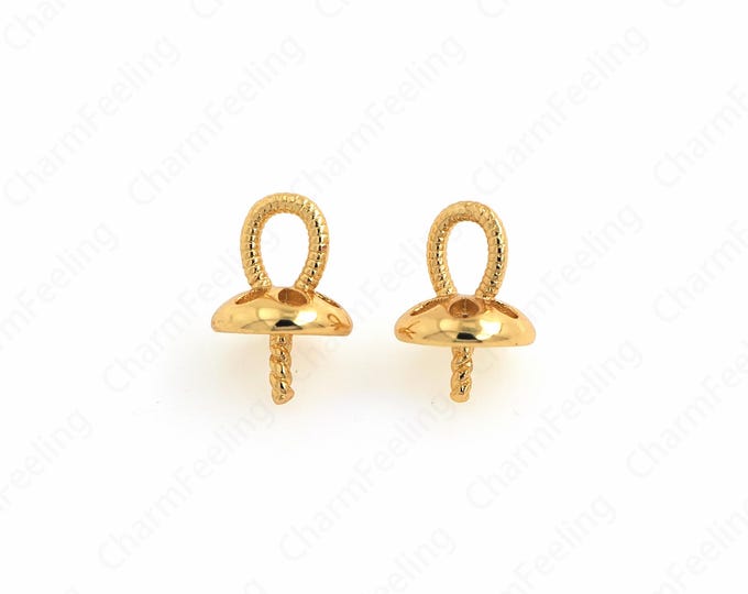 10 PCS Eye Pins, 18K Gold Filled With Ring Pins, Earring Accessories, DIY Jewelry Supplies, 10.2x6.8mm