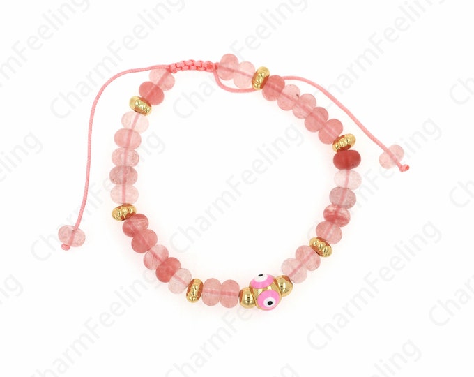 Gold Eye Bracelet, Daily Bracelet,Friendship Bracelet, Enamel Bracelet, 18K Gold Filled Beaded Bracelet,