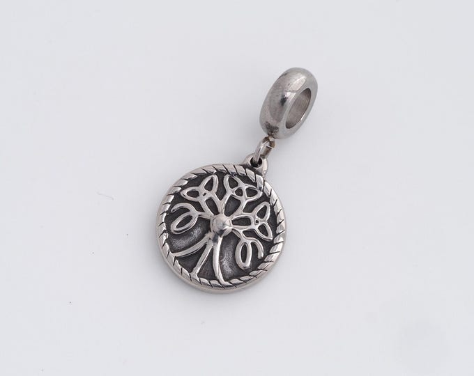 Stainless Steel Tree of Life Pendant,Tree Charms,Round Charm, DIY Jewelry Supplies, 28.5x15x2.2mm