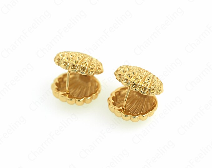 1 pair, Shell Studs Earrings,Shell Studs,18K Gold Filled Shell Jewelry, Marine Charm, Ear Studs Earrings,Ear Hooks,15x15x15mm
