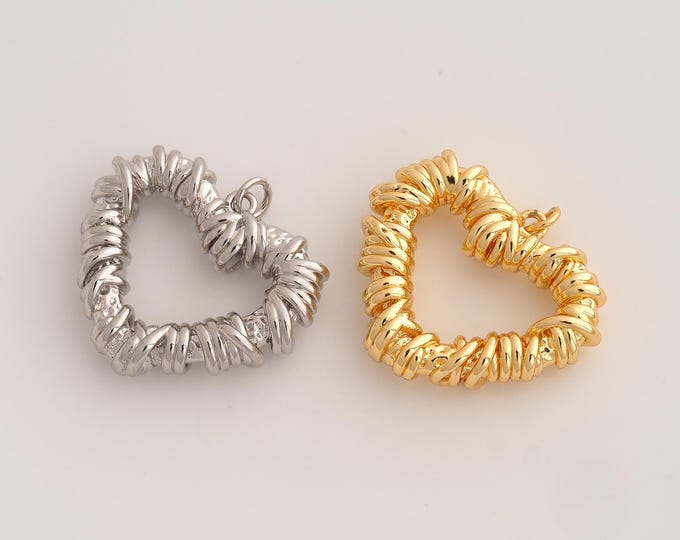 Heart Pendant,Love Pendant,18K Gold Filled Heart Charm,DIY Jewelry Accessories,28.3x29.7x7mm