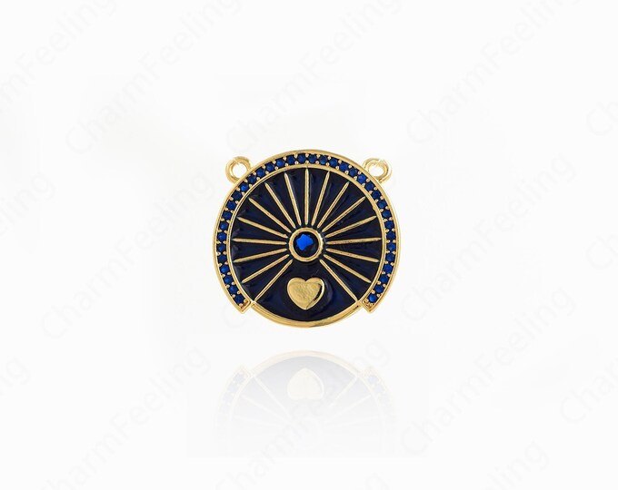 Micropavé CZ Evil Eye Pendant,18K Gold Filled Round Charms,Enamel Charms,Magic Eye Pendant,DIY Jewelry Supplies,19.6x20.7x2.2mm