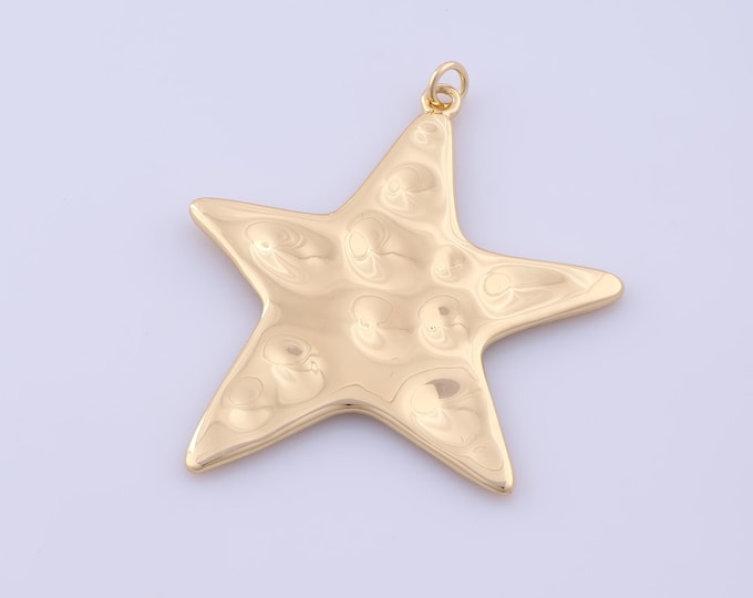 Gold Star Charm,Celestial Pendant,18K Gold Filled Starburst Charm, DIY Jewelry Supplies,50x43.4x2mm