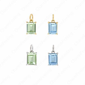 18K guldfyllt geometriskt halsband, rektangulärt hänge, mikropavé CZ-medaljberlock, lämplig för gör-det-själv-smyckestillverkning, 14x7x4,2 mm