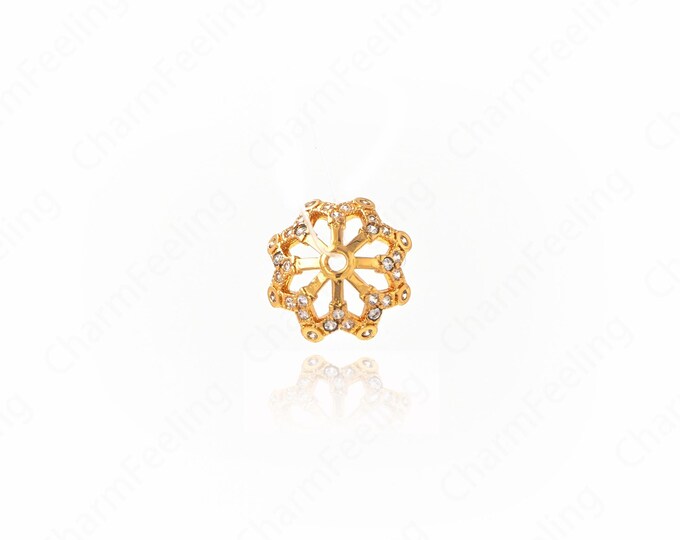 18K Gold Filled Flower Bead Caps,Pearl Caps,Round Bead Caps,Flower Caps,Spacer Jewelry, Brass Caps, DIY Gold Jewelry Making,11x3.5mm