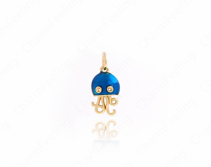 Enamel Jellyfish Pendant, Jellyfish Necklace, Sea Animal Charm,18K Gold Filled Nautical Necklace, DIY Jewelry Accessories 17x8x3.5mm
