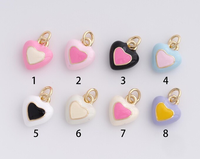 18K Gold Filled Red Heart Charm,Enamel Heart Pendant, Heart-Shaped Necklace, Enamel Charm DIY Jewelry Making Accessories,14.2x9.8x4.4mm
