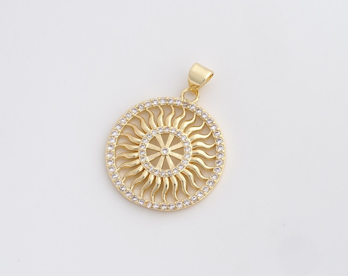18K Gold Filled Rim Pendant,Car Accessories Pendant,Micropaved CZ Rim Charm,Car Accessories Charm,DIY Jewelry Accessories,30.2x23x3mm