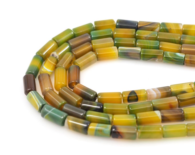 Yellow-Green Crystal Cylindrical Beads, Gem Tube Bead Chain, Natural Stone Necklace, Natural Stone Chain, Topaz Necklace, 8x16mm