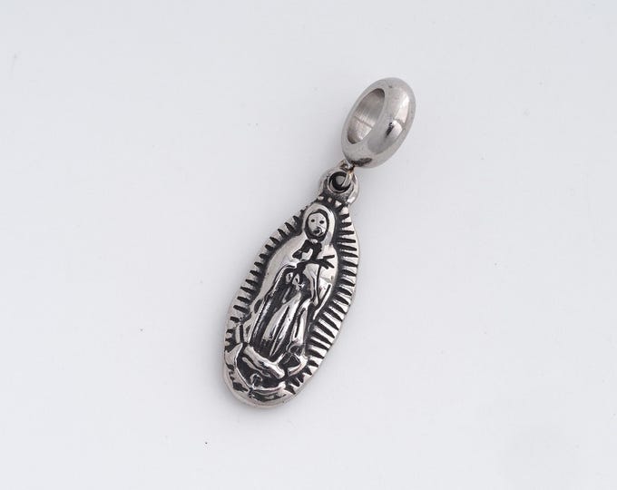 Stainless Steel Virgin Mary Pendant,Religious Charms,Catholic Charm, DIY Jewelry Supplies, 33.4x10x2.7mm