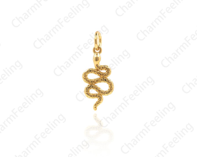 Snake Necklace, Snake Pendant, Snake Ornament, Brass Snake Jewelry, Metal Snake Charm, DIY Jewelry Making Accessories 20.7x7.8x1.3mm 1pcs