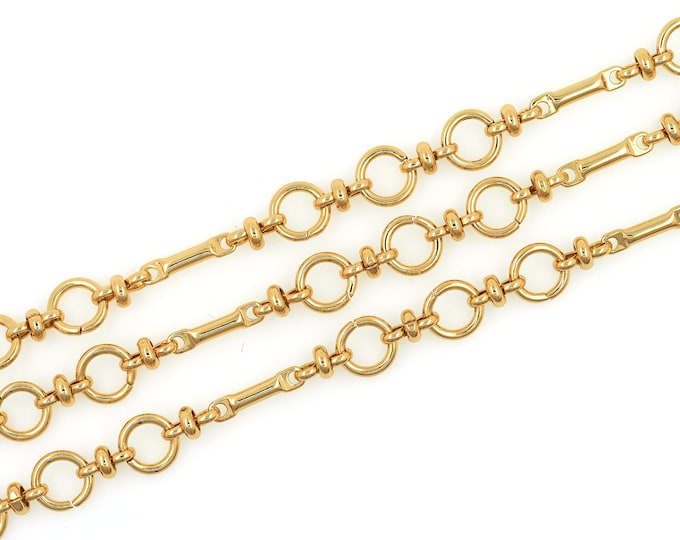 1 Meter,18K Gold Filled Small Rectangular Chain,Gold Chain,Semi-Finished Chain,Brass Chain,DIY Jewelry Necklace Bracelet Making Chain,9mm