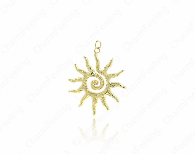 Sun Burst Pendant,Sunshine Necklace, 18K Gold Filled Sun Pendant, Sun Charm, DIY Jewelry Accessories, 43x33.5x2.6mm
