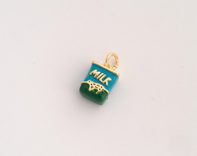 Enamel Milk Pendant,Milk Pendant,18K Gold Filled Milk Charm,DIY Jewelry Accessories,14.2x8.6x5.3mm