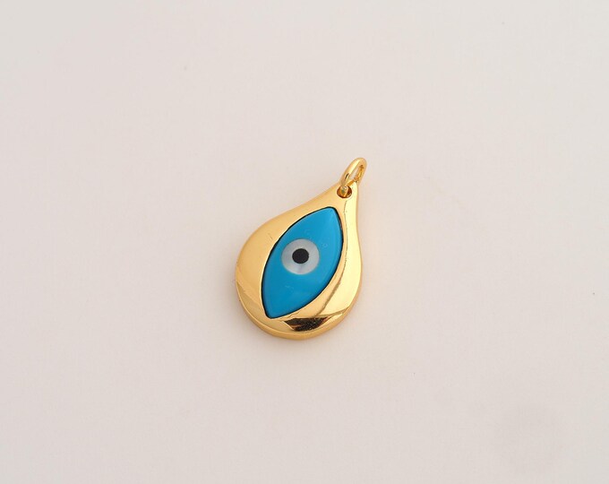 Enamel Evil Eye Pendant,Devil Eye Pendant,18K Gold Filled Eye Charm,DIY Jewelry Accessories,21.5x13.2x4mm
