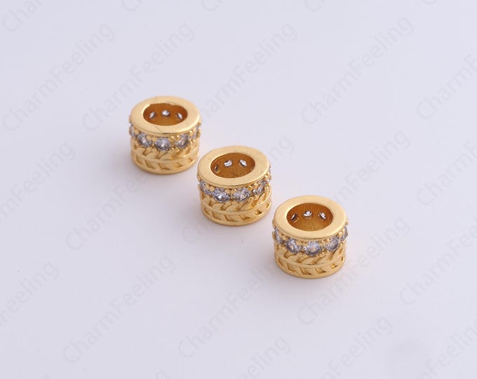 5 pcs Gold Round Spacer Beads, 18K Gold Filled Tube Beads,Dainty Round Bracelet Necklace Spacer Beads, DIY Jewelry Supplies,7.7x5.5mm