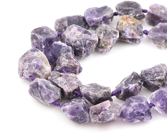Rough Amethyst Gemstone Beads, Amethyst Gemstone Chain, Primeval Natural Stone, Unfinished Natural Stone, Gem Chain, 25-30mm