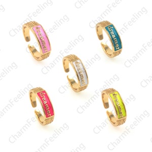 18K Gold Filled Enamel Ring, Exquisite Gold Ring, Dream Ring, Ring Charm, Adjustable Ring, Golden Open Ring, Dream Charm 1PCS