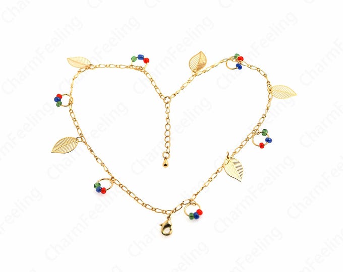 Leaf Necklace,Lobster Clasp Necklace,18K Gold Filled Simple Necklace, Flower Necklace, Round Necklace, DIY Jewelry Supplies, 42cm