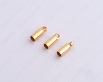 10 embouts, embouts en or 18 carats, embouts en or, embouts en cuir, accessoires pour bijoux DIY, 9 x 3 mm