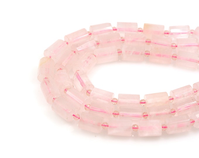Pink Crystal Gemstone Beads, Cylindrical Beads, Natural Stone Necklaces, Gemstone Necklaces, DIY Bracelet Accessories, 10x14mm