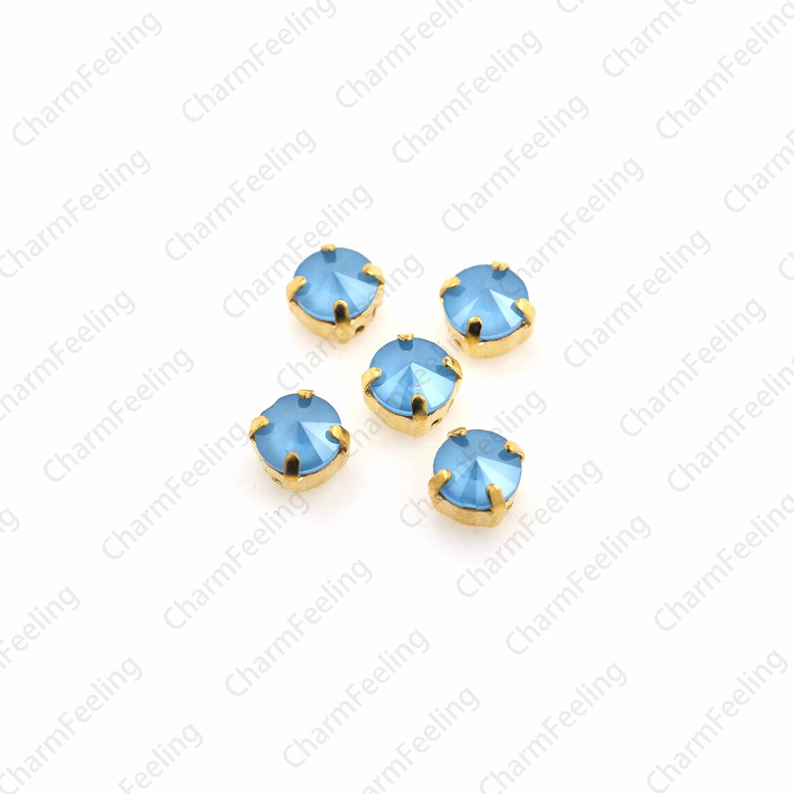 10pcs, Round Glass Crystal With Golden Claws,sewn Crystal,flat Back ...