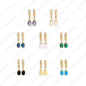 Dangle Earrings,Oval Earrings,Round Earrings,18K Gold Filled Dangling Earrings,Micropavé CZ Gold Earrings,DIY Jewelry Supplies 23x13mm