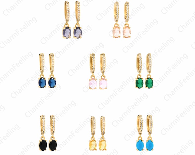Dangle Earrings,Oval Earrings,Round Earrings,18K Gold Filled Dangling Earrings,Micropavé CZ Gold Earrings,DIY Jewelry Supplies 23x13mm