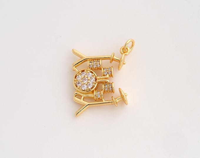 CZ Drum Set Pendant,Musical Instrument Pendant,18K Gold Filled Drum Set Charm,DIY Jewelry Accessories,21x21.4x5.5mm