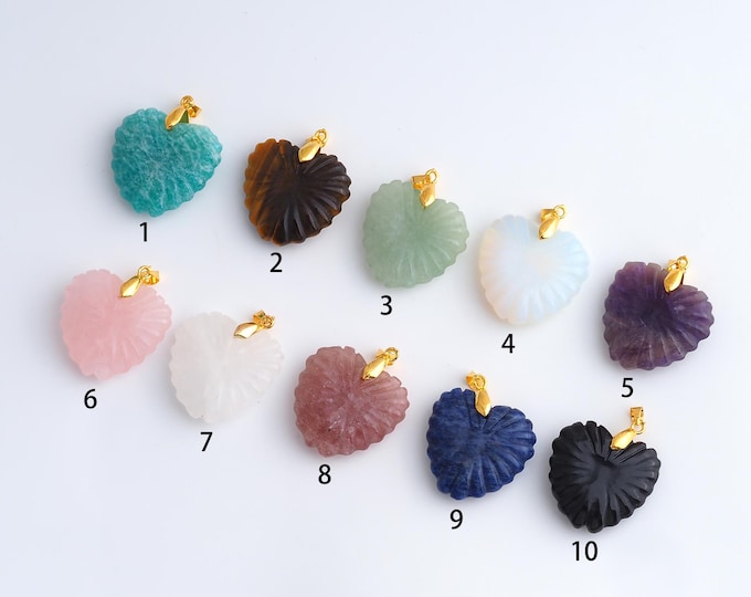 Natural Stone Pendant,Dainty Heart Gemstones Charms,Crystals Gemstones Charm,DIY Jewelry Accessories,35.3x26.5x7.8mm