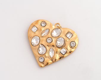Micropavé CZ Heart Necklace,Dainty Love Charm, 18K Gold Filled Heart Pendant,DIY Jewelry Accessories 41x41.4x5.5mm