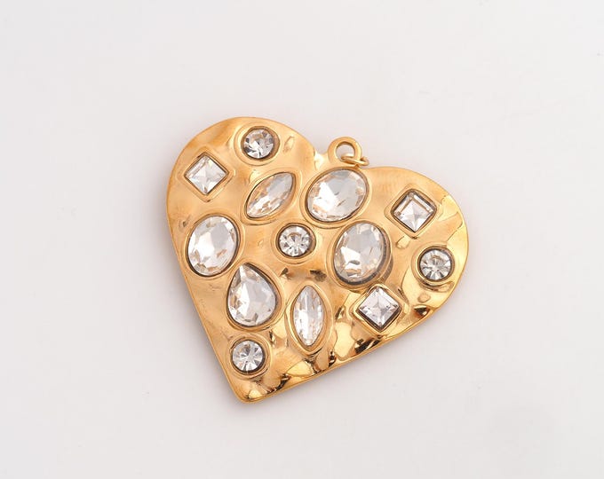 Micropavé CZ Heart Necklace,Dainty Love Charm, 18K Gold Filled Heart Pendant,DIY Jewelry Accessories 41x41.4x5.5mm