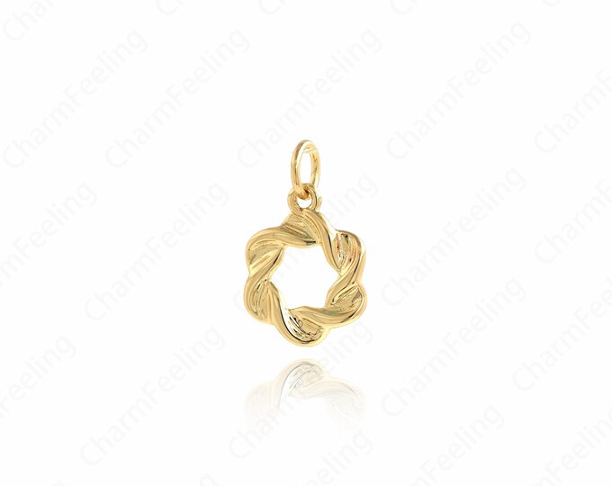 18K Gold Filled Round Necklace, Round Pendant, Circle Pendant, Hollow Jewelry Pendant, DIY Jewelry Making Accessories, 17.3x10.6x1.7mm