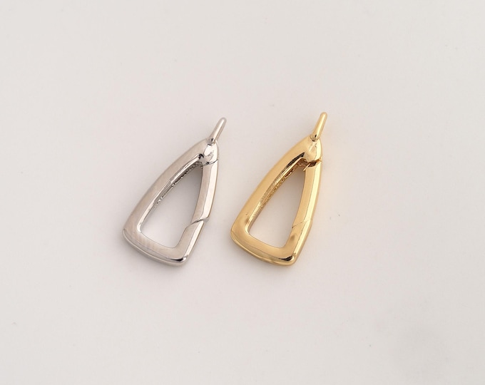 Push Door Clasp, Spring Clasp, 18K Gold Filled Triangle Clasp, DIY Jewelry Making Supplies, 20.2x9x3.3mm