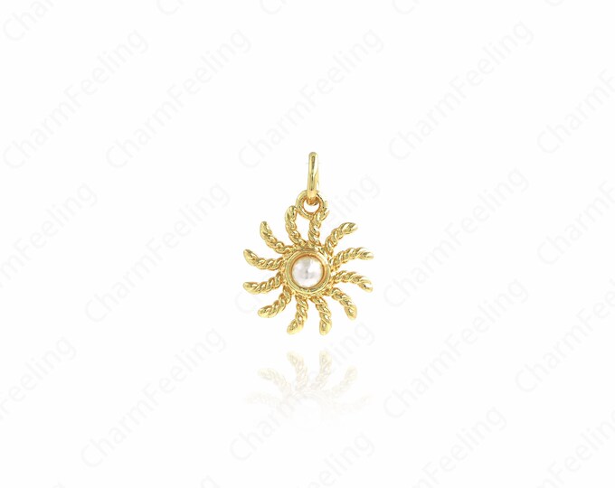 Sun Burst Pendant,Sunshine Necklace, 18K Gold Filled Sun Pendant, Sun Charm, DIY Jewelry Accessories, 16.8x12x3.5mm
