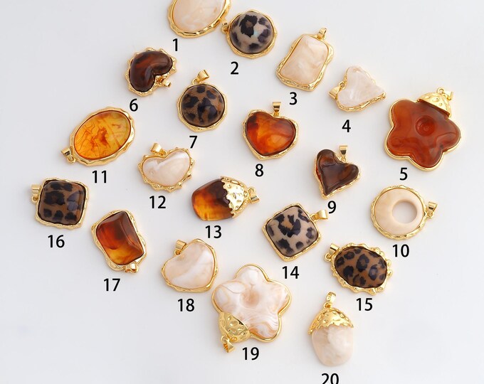 Natural Stone Pendant,Acrylic Charms,Dainty Resin Charm,DIY Jewelry Accessories,30.5x18.2x10mm