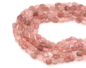 Natural Strawberry Quartz Chip Beads,Natural Stone Necklace,Gem Bead,Gem Chain, Jewelry Supplier,DIY Bracelet Necklace Accessories, 6x8mm
