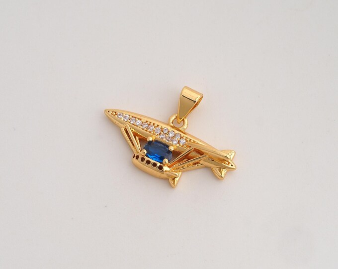 CZ Airship Pendant,Airship Pendant,18K Gold Filled Airship Charm,DIY Jewelry Accessories,16.8x24.6x5.2mm
