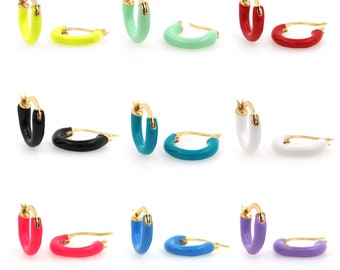 Enamel Earrings, Enamel Charm, 18K Gold Filled Pierced Earrings, Everyday Earrings, Gifts for Her, DIY Earring Accessories, 12x13x3mm