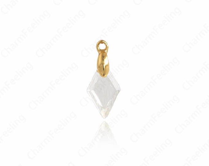 Crystal Pendant,18K Gold Filled Crystal Charms,Square Pendant,Crystal AB Charms,DIY Jewelry Supply,17x8x6.5mm