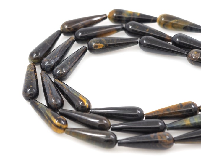 Natural Gemstone Teardrop Chain,Black Teardrop, Drop-Shaped Gemstone Chain, Gemstone Necklace, DIY Bracelet Accessories, 10x30mm